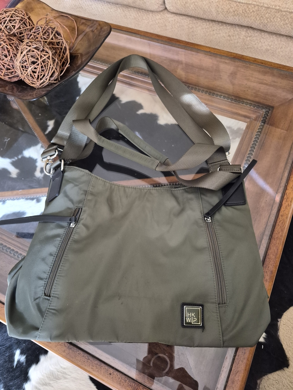 HKWP Convertible Hobo Olive Green Bag with Crossbody Adjustable Strap